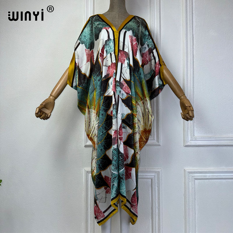 WINYI-Vestido de praia estampa - Robe Silk Women avaliação e preço