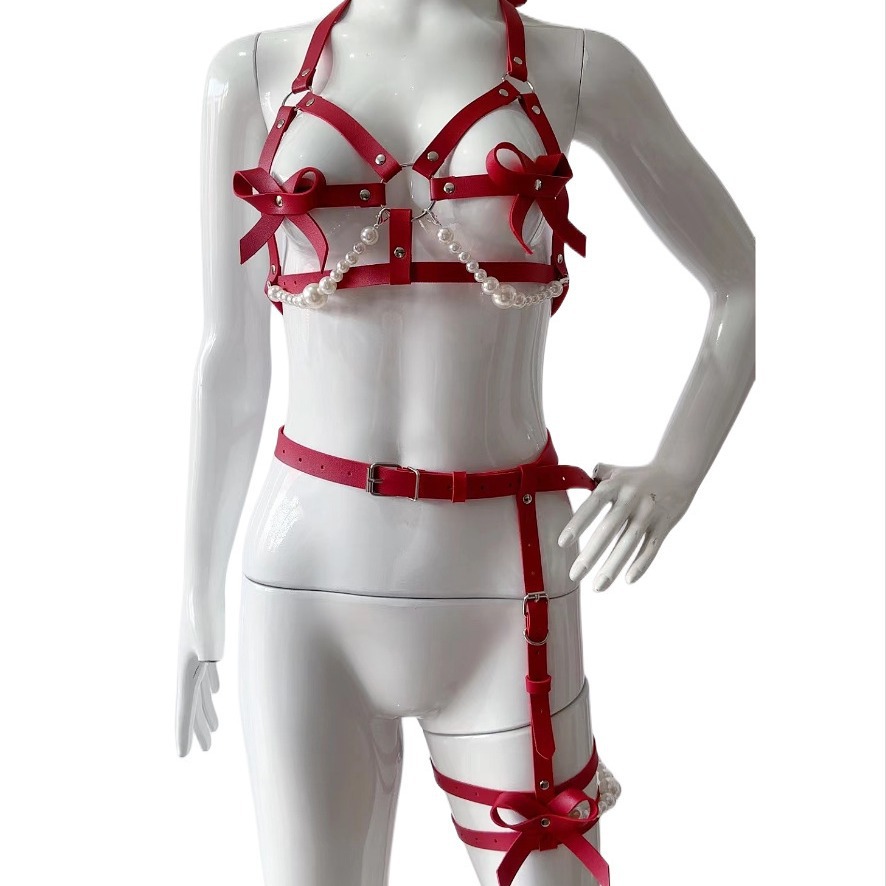 Arnês de couro sexy feminino c - Garter Belt Set avaliação e preço